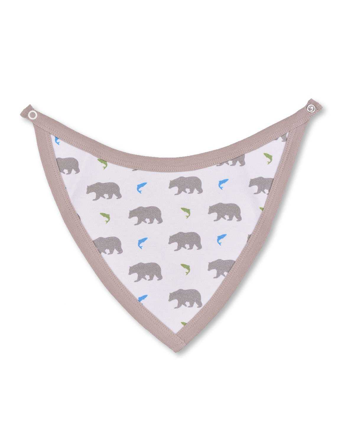 Bear Bib Multi Grey Organic Cotton - Jazzy Organics
