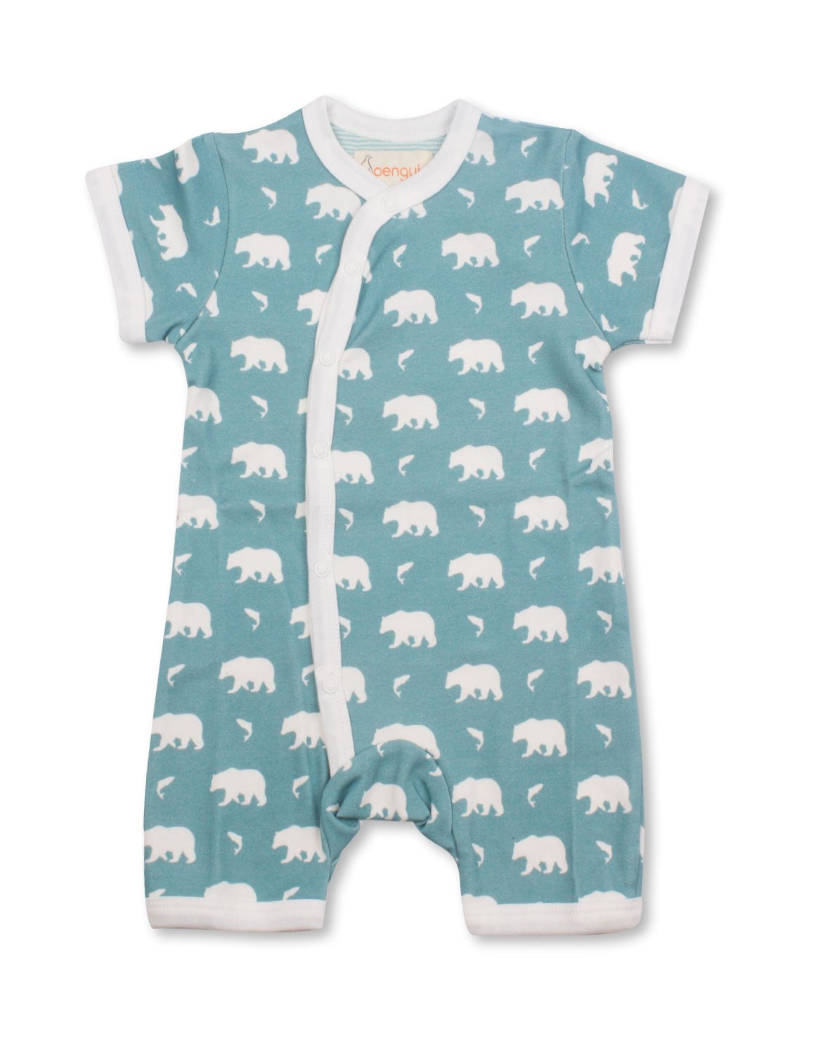 Bear Short Romper Blue Organic Cotton - Jazzy Organics