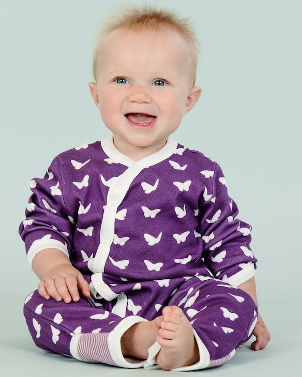 Butterfly Kimono Romper Purple Organic Cotton - Jazzy Organics