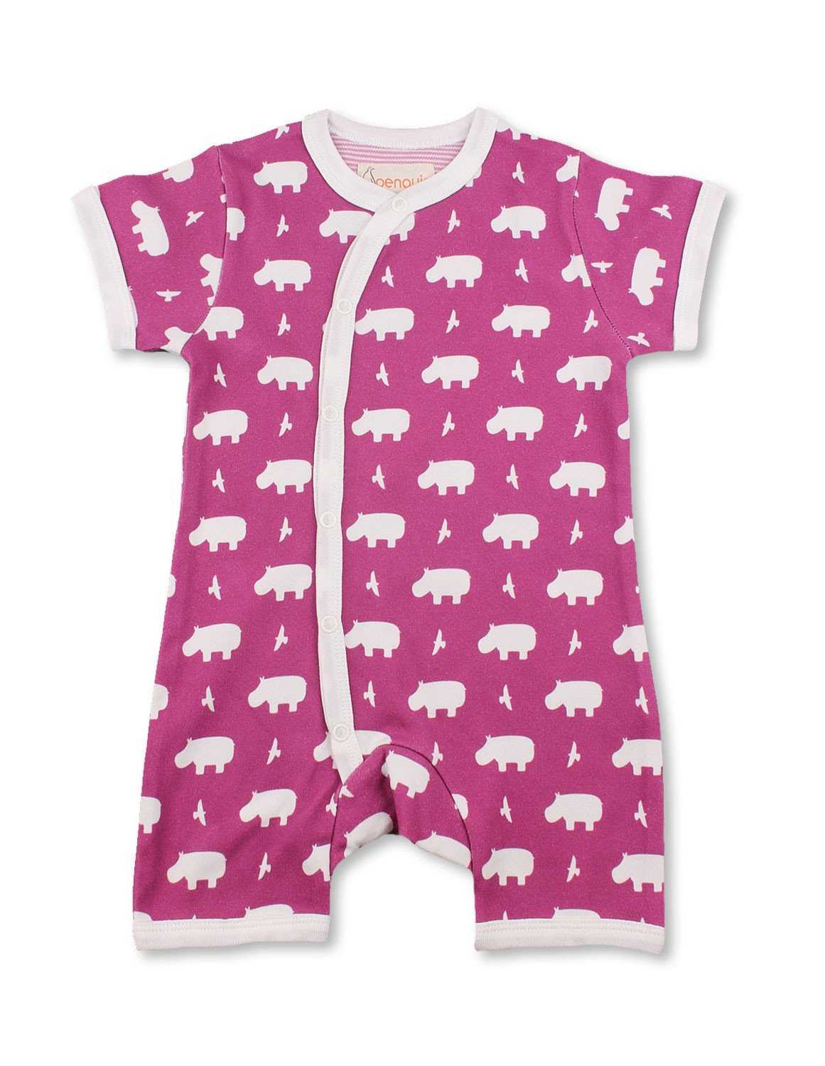 Hippo Short Romper Raspberry Organic Cotton - Jazzy Organics