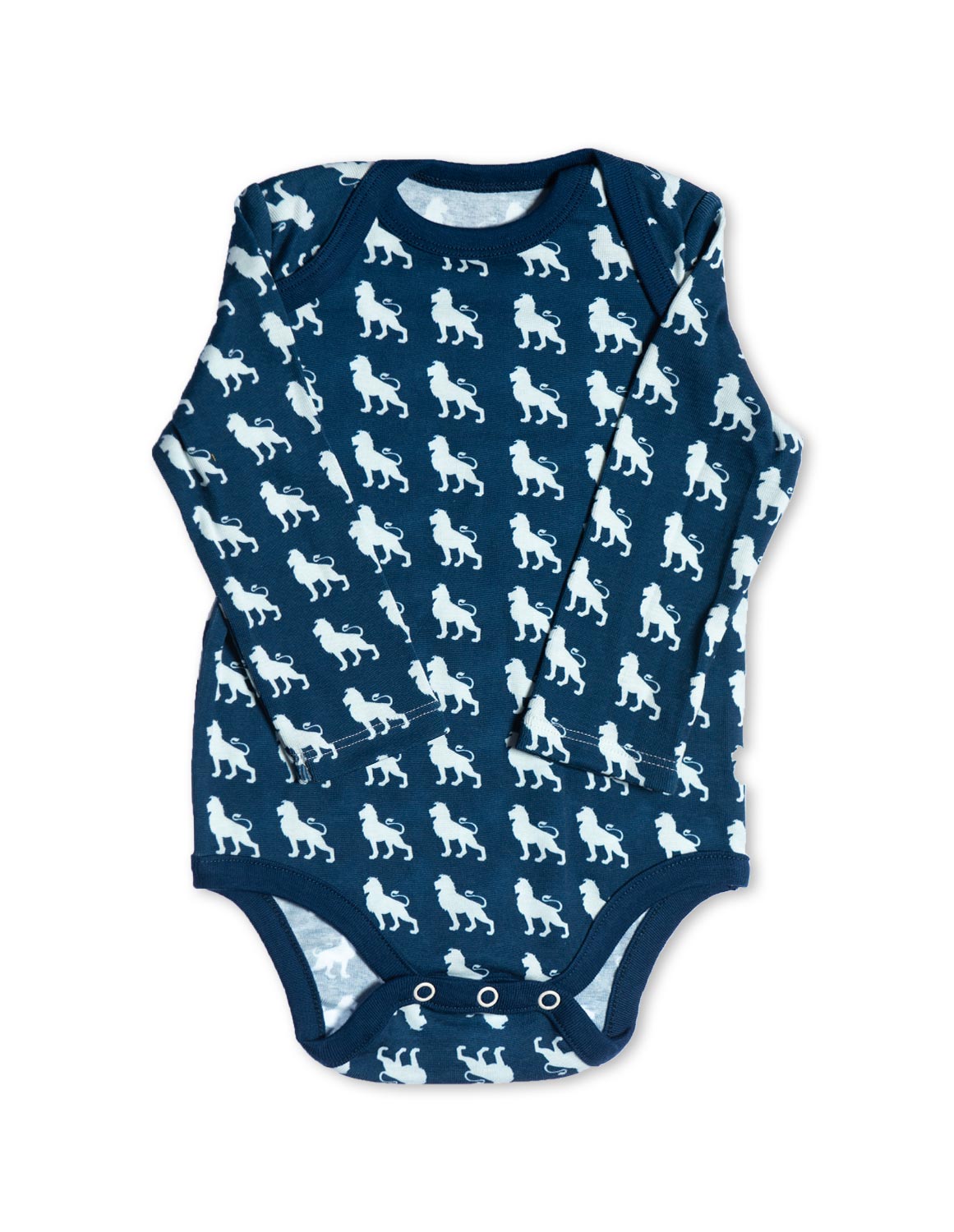 Lion Organic Cotton Bodysuit Blue Long Sleeve - Jazzy Organics