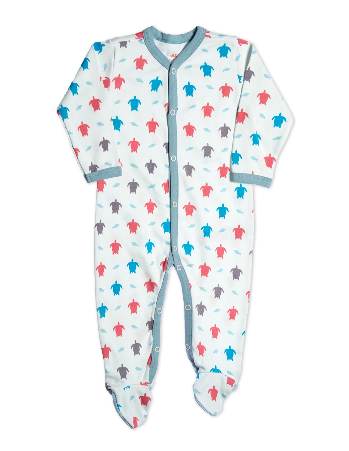 Organic Cotton Footie Multi Turtle - Jazzy Organics
