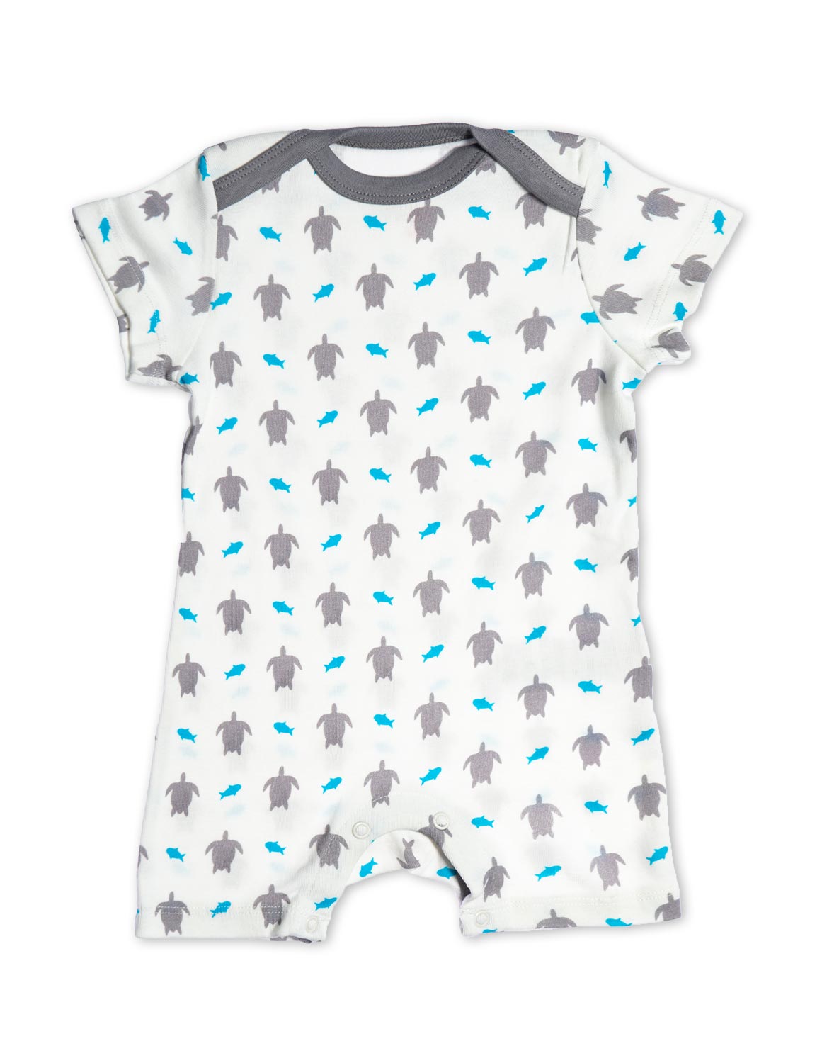 Organic Cotton Short Romper Grey Turtle - Jazzy Organics