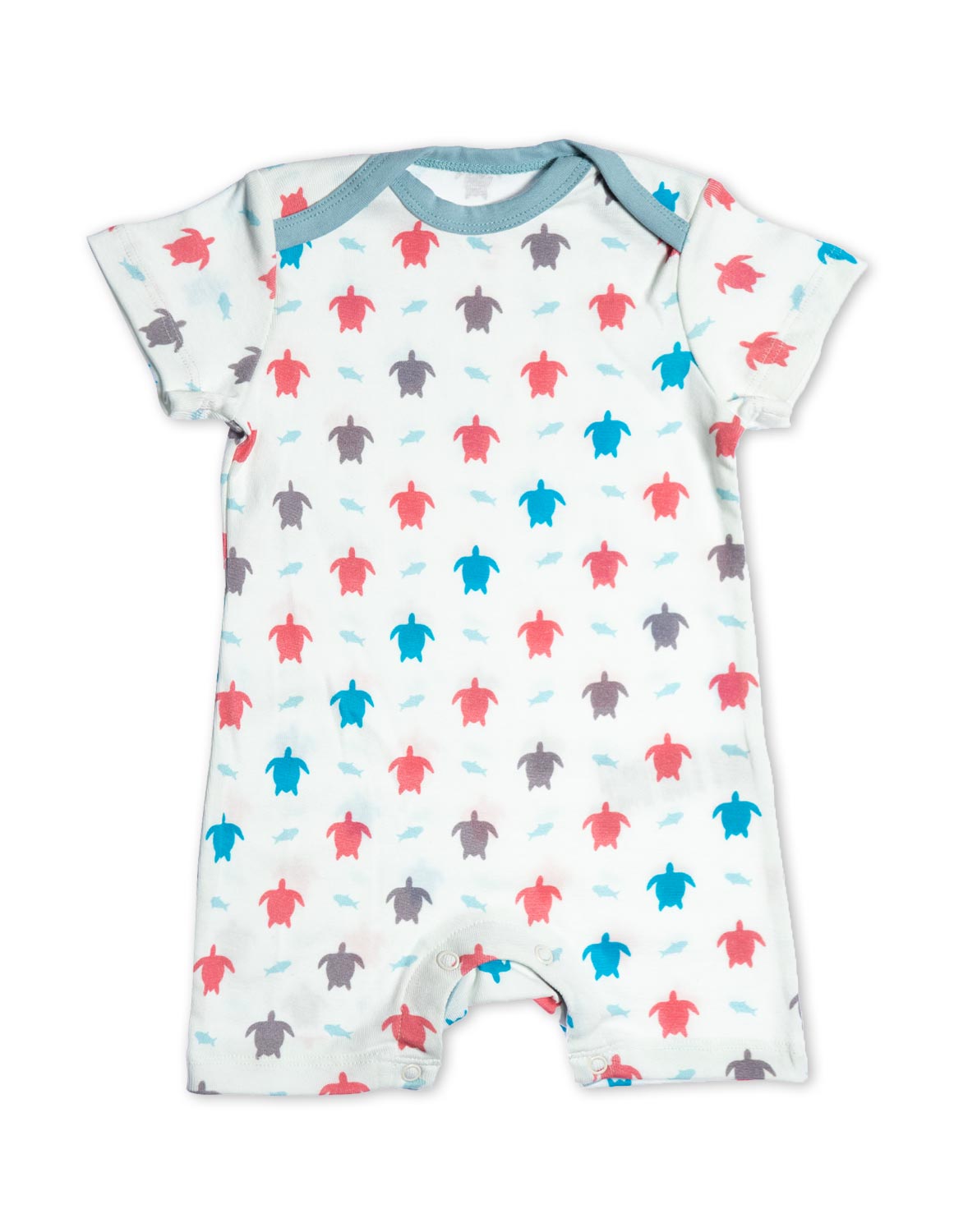 Organic Cotton Short Romper Multi Turtle - Jazzy Organics