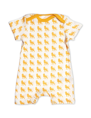 Organic Cotton Short Romper Orange Lion - Jazzy Organics