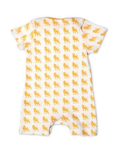 Organic Cotton Short Romper Orange Lion - Jazzy Organics