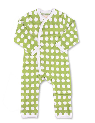 Apple Kimono Romper-Green Organic Cotton | Penguin Organics