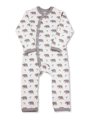 Bear Kimono Romper Multi Grey Organic Cotton | Penguin Organics