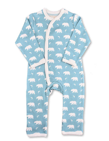 Bear Kimono Romper Blue Organic Cotton | Penguin Organics