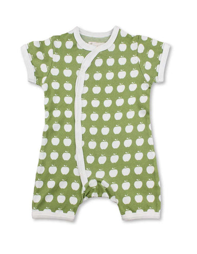 Apple Short Romper Green Organic Cotton - Jazzy Organics