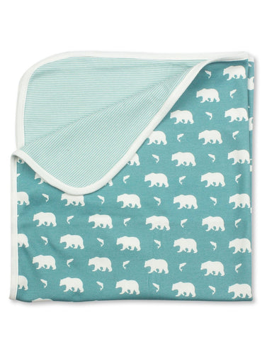 Bear Blanket Blue Organic Cotton - Jazzy Organics
