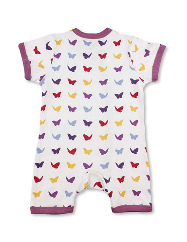 Butterfly Short Romper Multi Raspberry Organic Cotton - Jazzy Organics