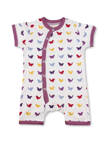 Butterfly Short Romper Multi Raspberry Organic Cotton - Jazzy Organics