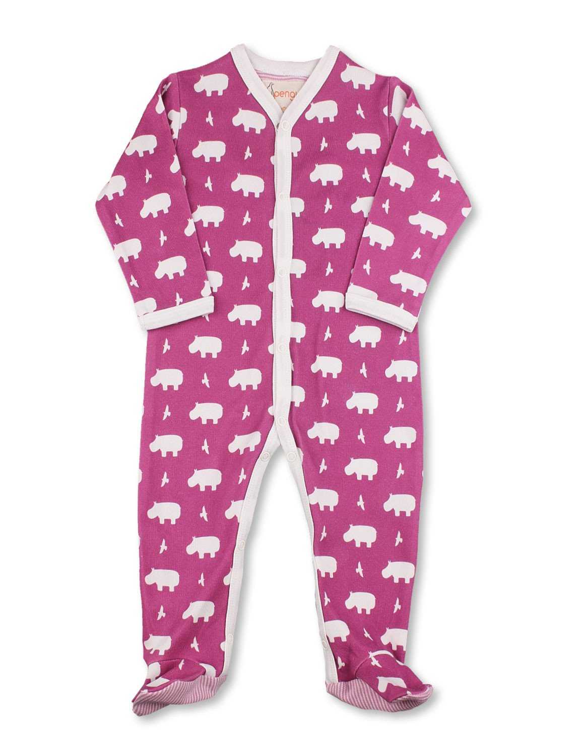 Baby Girl Playsuit Hippo Raspberry Organic Cotton | Jazzy