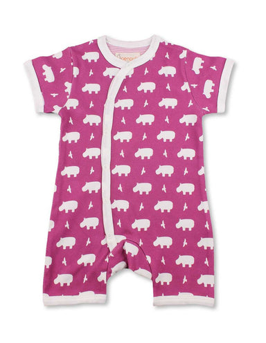 Hippo Short Romper Raspberry Organic Cotton - Jazzy Organics