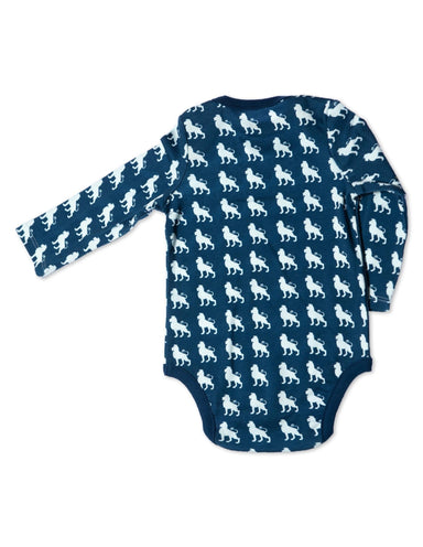 Lion Organic Cotton Bodysuit Blue Long Sleeve - Jazzy Organics