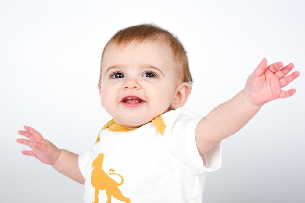 Lion Organic Cotton Bodysuit Orange - Jazzy Organics