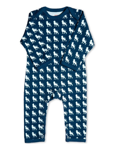 Lion Organic Cotton Romper - Blue - Jazzy Organics