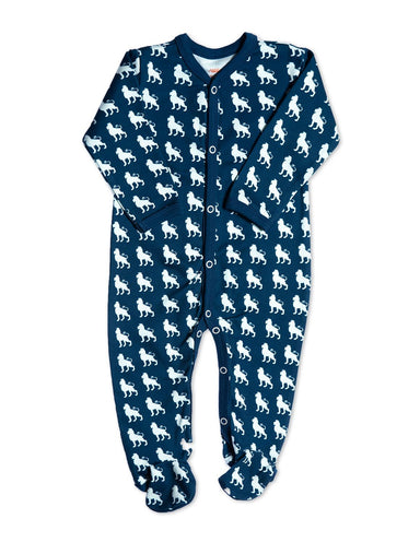 Organic Cotton Footie Blue Lion - Jazzy Organics
