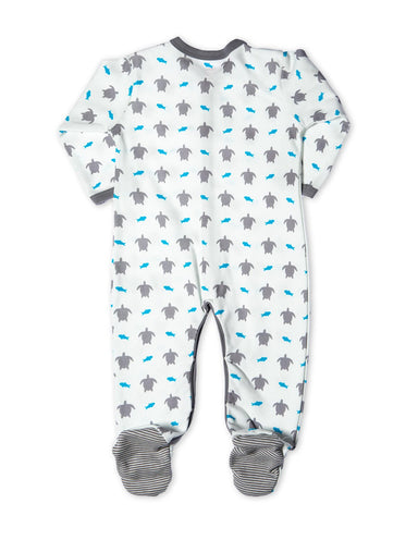 Organic Cotton Footie Grey Turtle - Jazzy Organics