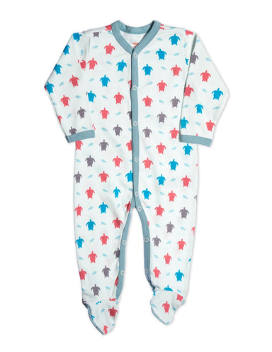 Organic Cotton Footie Multi Turtle - Jazzy Organics