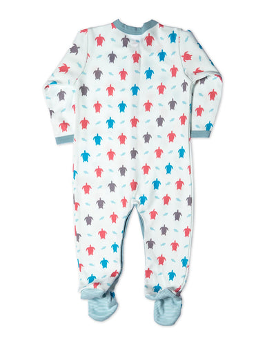 Organic Cotton Footie Multi Turtle - Jazzy Organics