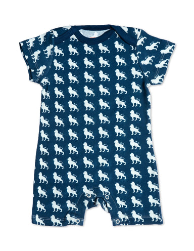 Organic Cotton Short Romper Blue Lion - Jazzy Organics