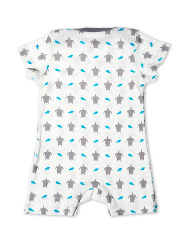 Organic Cotton Short Romper Grey Turtle - Jazzy Organics
