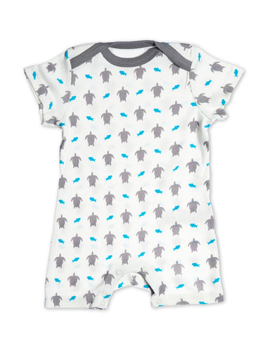 Organic Cotton Short Romper Grey Turtle - Jazzy Organics