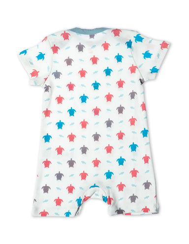 Organic Cotton Short Romper Multi Turtle - Jazzy Organics