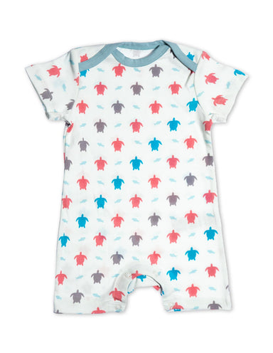 Organic Cotton Short Romper Multi Turtle - Jazzy Organics