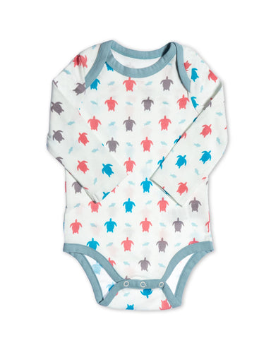 Turtle Organic Cotton Bodysuit Multi Long Sleeve - Jazzy Organics