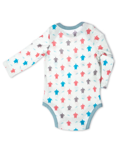 Turtle Organic Cotton Bodysuit Multi Long Sleeve - Jazzy Organics