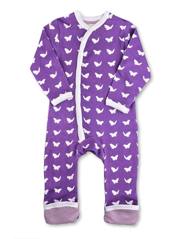 Butterfly Kimono Romper Purple Organic Cotton | Penguin Organics